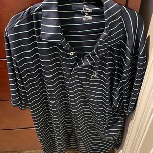 Rhoback Navy and Mint Green Striped Sport Polo Size XL